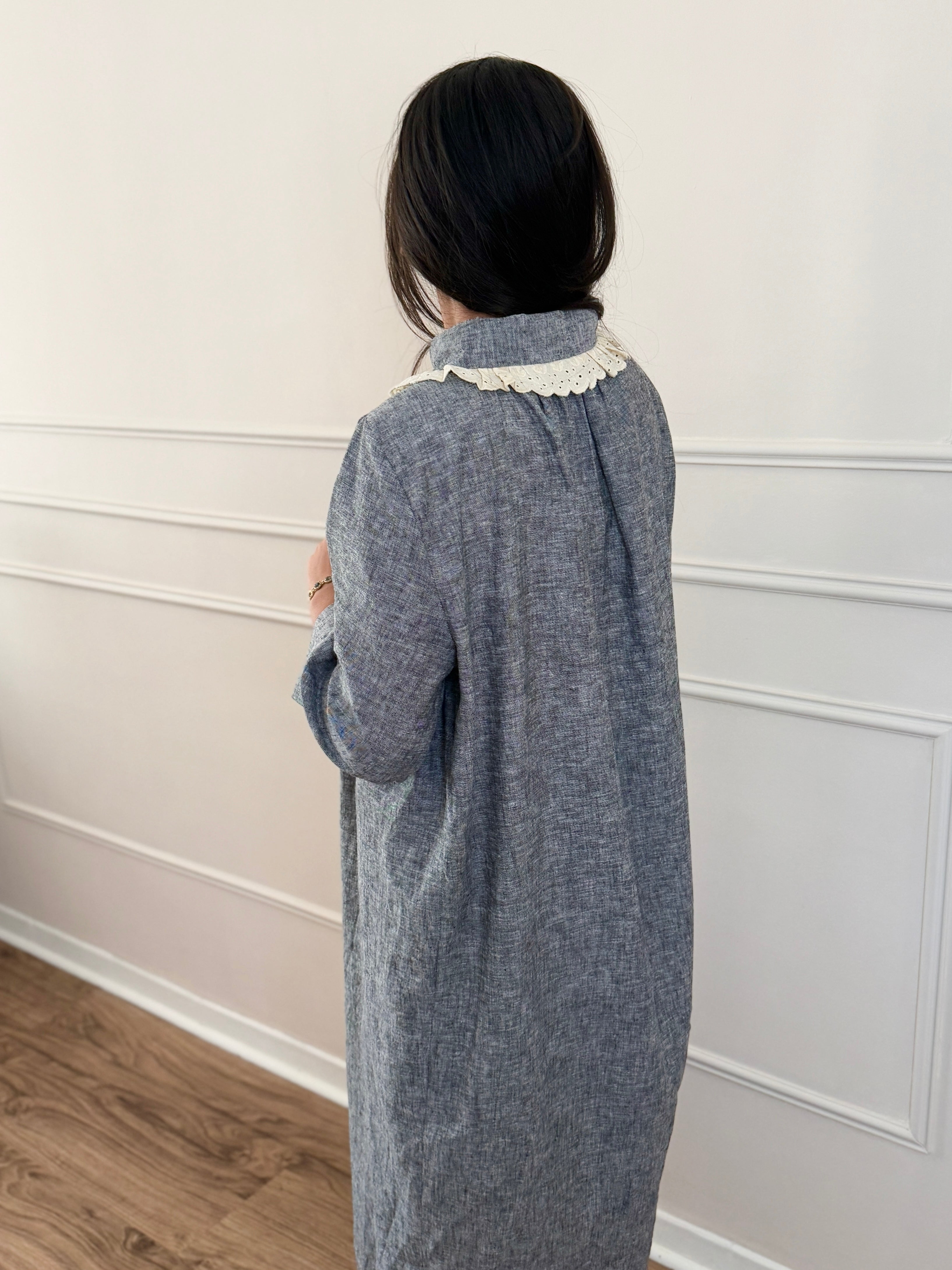 Florence - Robe à col Claudine détail dentelle