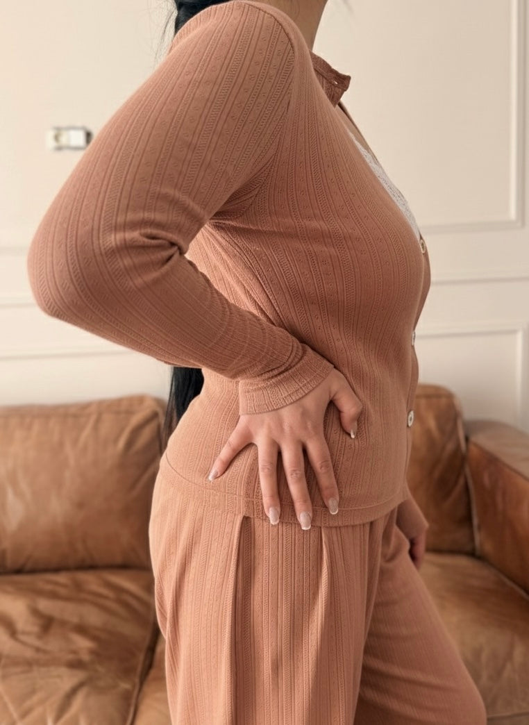 Nudea - Pantalon large pointelle