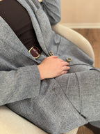 Aurel - Pantalon droit en lin à chevrons