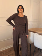 Nudea - Top à encolure dentelle pointelle