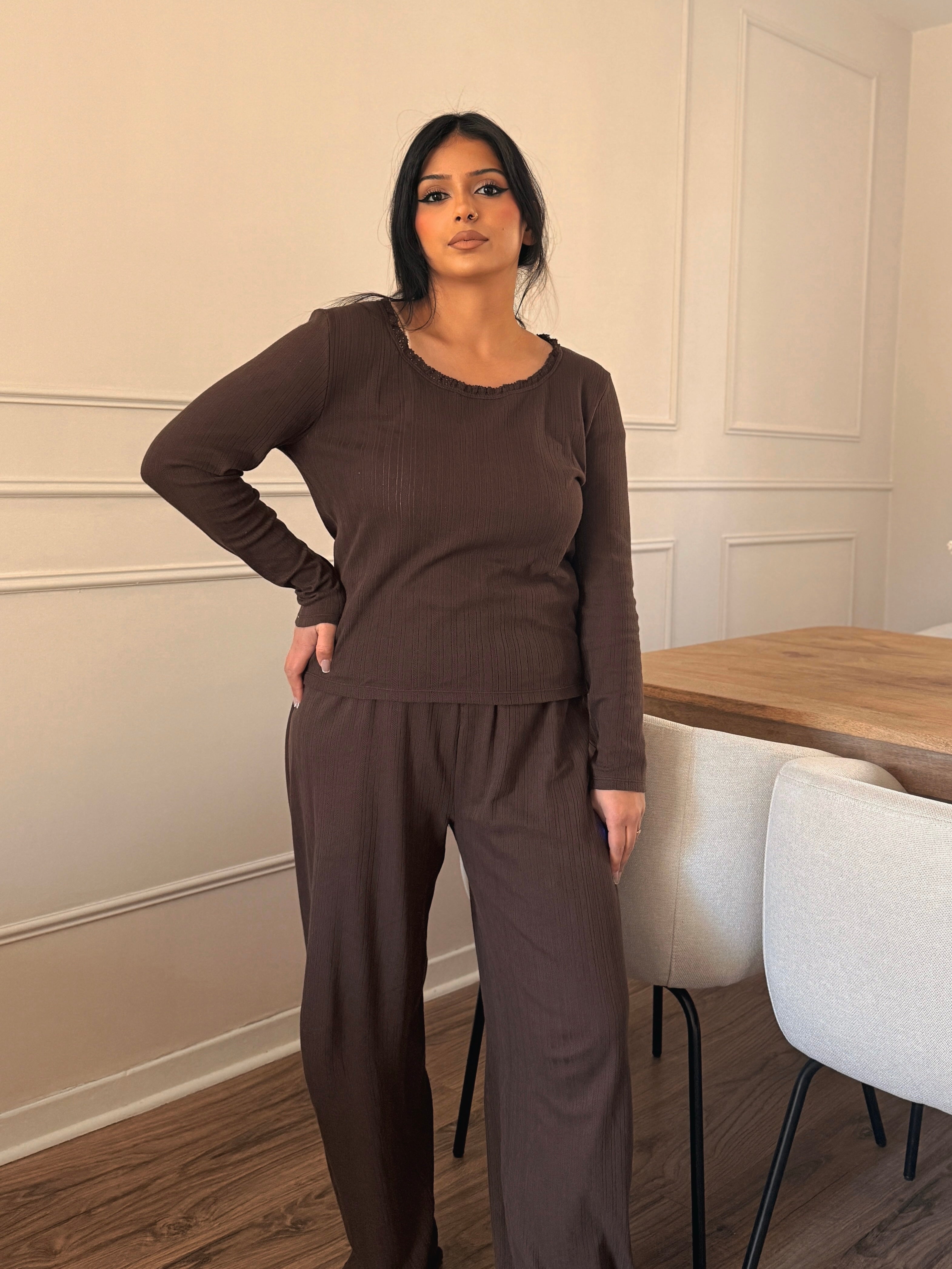 Nudea - Top à encolure dentelle pointelle