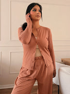 Nudea - Gilet à manches longues pointelle