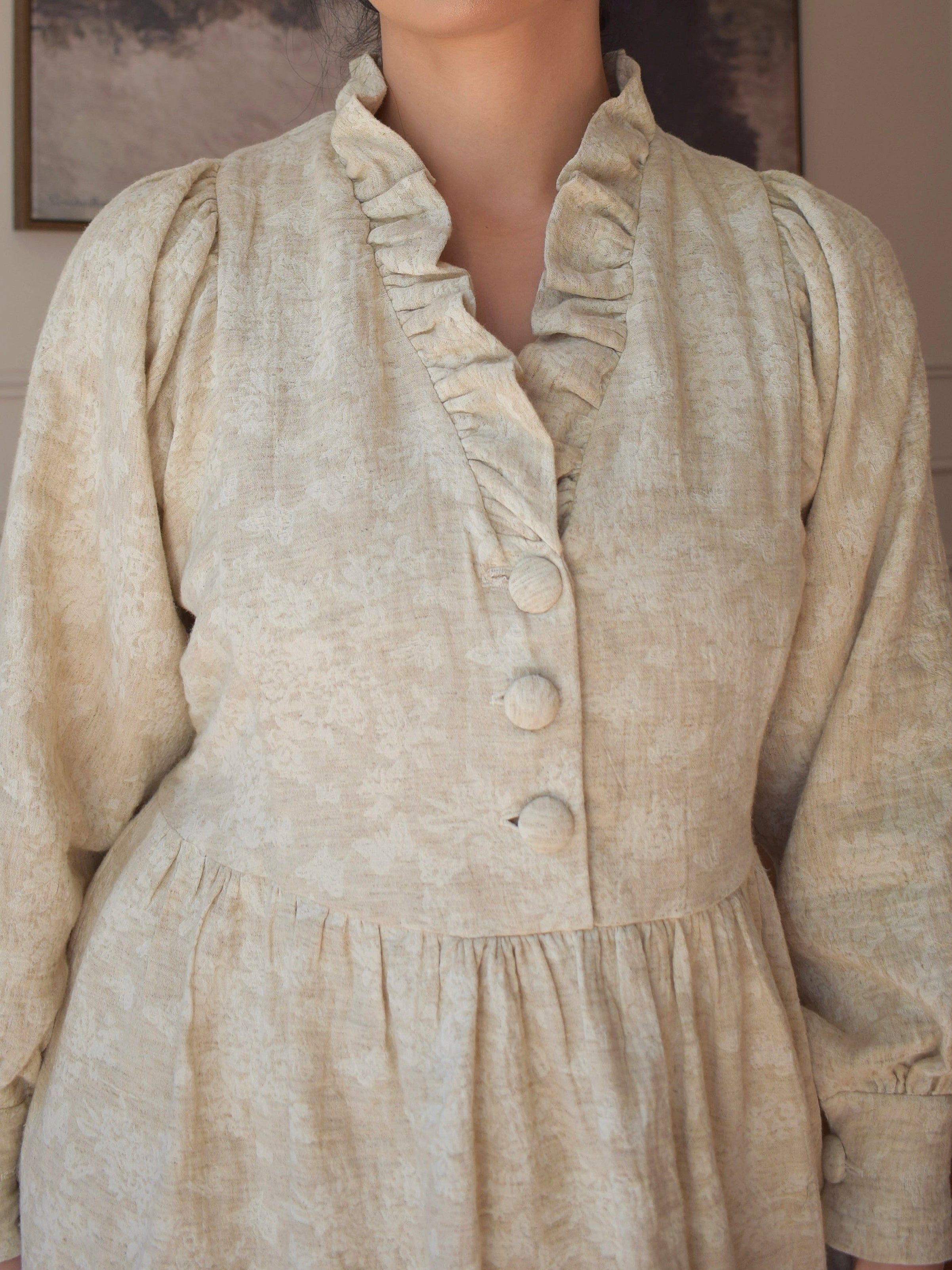 ÉLINE : Robe longue à col volanté