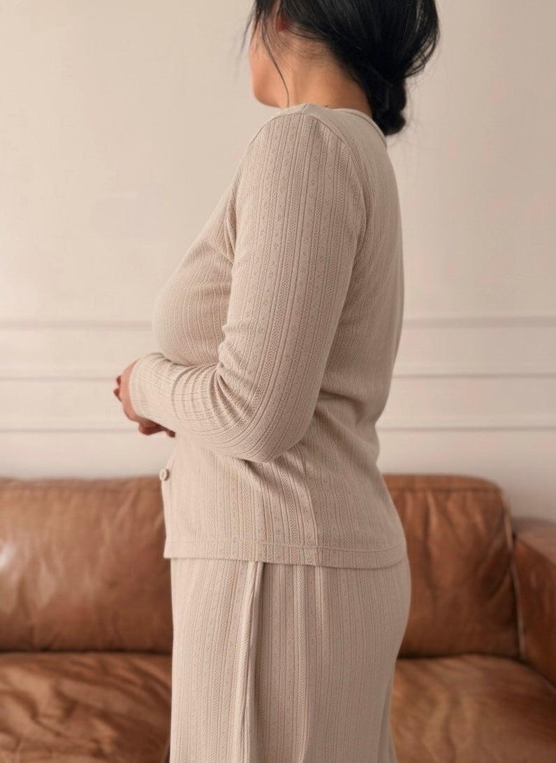 Nudea - Pantalon large pointelle