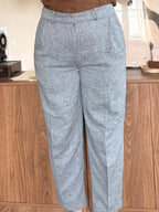 Aurel - Pantalon droit en lin à chevrons